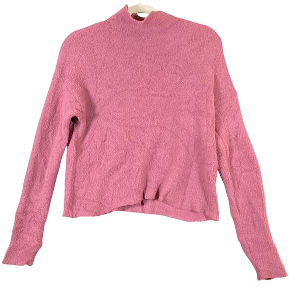 Express Womens Sweater Pink Blush Long Sleeve Mock Neck Cropped Super Soft XS - Picture 1 of 11